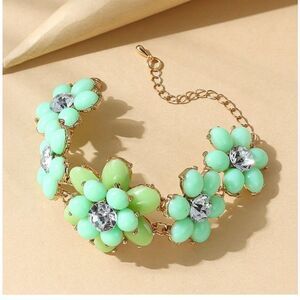 Flower Rhinestone Creative Ethnic Resin Bracelet